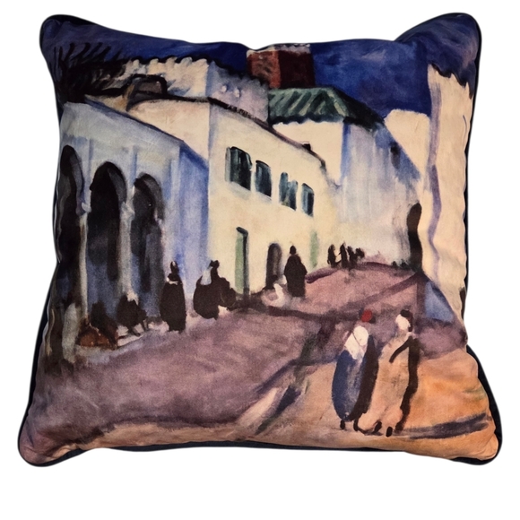World Traveler Djebel Other - Djebel Morocco Boho Throw Pillow NWT Global Decor Street Scene Minaret at Tanger